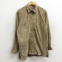 【中古】古着 長袖 スエード レザーシャツ レディース ベージュ カーキ 中古 ブラウス トップス | 春夏 春物 春服 秋冬 秋物 秋服 カジュアル レディー...