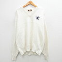 【中古】古着 長袖 セーター メンズ 90年代 90s AHYC ヨットクラブ 大きいサイズ 2L LL ビッグシルエット ゆったり ビッグサイズ オーバーサイズ コットン Vネック USA製 アメリカ製 生成り XLサイズ 中古 ニット トップス | 春夏 春物 春服 秋冬 秋物 秋服