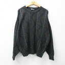 【中古】古着 長袖 セーター メンズ 90年代 90s 大きいサイズ 2L LL ビッグシルエット ゆったり ビッグサイズ オーバーサイズ クルーネック 丸首 黒 ブラック XLサイズ 中古 ニット トップス | 春夏 春物 春服 秋冬 秋物 秋服 メンズファッション カジュアル