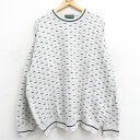 【中古】古着 長袖 セーター メンズ 90年代 90s 大きいサイズ 2L LL ビッグシルエット ゆったり ビッグサイズ オーバーサイズ コットン クルーネック 丸首 USA製 アメリカ製 薄グレー系他 XLサイズ 中古 ニット トップス | 春夏 春物 春服 秋冬 秋物 秋服 メ