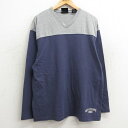 【中古】古着 ギャップ GAP 長袖 ビンテージ ヴィンテージTシャツ メンズ 00年代 00s ツートンカラー バイカラー 大きいサイズ 2L LL ビッグシルエット ゆったり ビッグサイズ オーバーサイズ コットン Vネック USA製 アメリカ製 紺他 ネイビー XLサイズ 中古 | 春夏