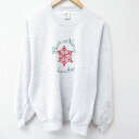 【中古】古着 ジャージーズ 長袖スウェット メンズ 00年代 00s 花 クルーネック 丸首 USA製 アメリカ製 薄グレー 霜降り XLサイズ 中古 スエット...