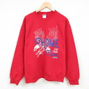 【中古】古着 ジャージーズ 長袖スウェット メンズ 00年代 00s HOME FREE ワシ クルーネック 丸首 赤 レッド Lサイズ 中古 スエット トレー...
