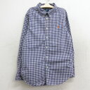 【中古】古着 ラルフローレン Ralph Lauren 長袖 ブランドシャツ キッズ ボーイズ 子供服 90年代 90s ワンポイントロゴ コットン ボタンダウン 濃紫他 パープル チェック | 春夏 春物 春服 秋冬 秋物 秋服 女の子 子ども服 こども服 カジュアル ファッション おしゃれ