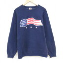 【中古】古着 フルーツオブザルーム 長袖スウェット メンズ 00年代 00s USAロゴ クルーネック 丸首 紺 ネイビー Lサイズ 中古 スエット トレーナー...