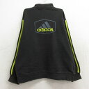 【中古】古着 アディダス adidas 長袖 ハーフジップスウェット キッズ ボーイズ 子供服 90年代 90s ビッグロゴ 黒 ブラック 3本ライン ..