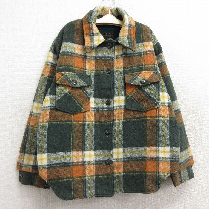 【中古】古着 JCペニー 長袖 ビンテージ ヴィンテージ ウールシャツ キッズ ボーイズ 子供服 70年代 70s 濃緑他 グリーン チェック | ..