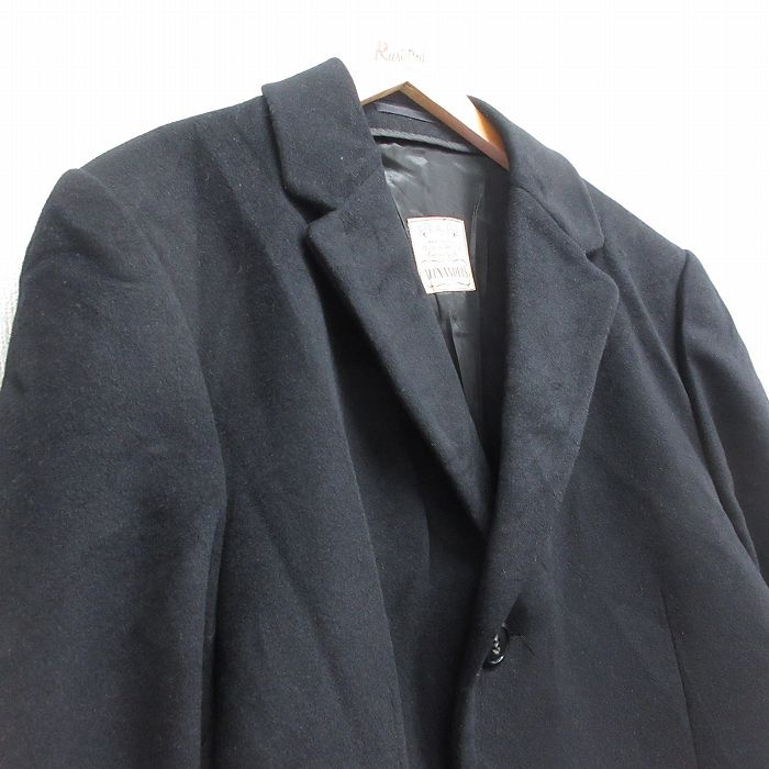 【中古】古着 長袖 ウールコート メンズ 90年代 90s ロング丈 黒 ブラック Lサイズ 中古 アウター | 秋冬 秋物 秋服 冬物 冬服 カジュアル メンズファッション ファッション おしゃれ カジュアルジャケット