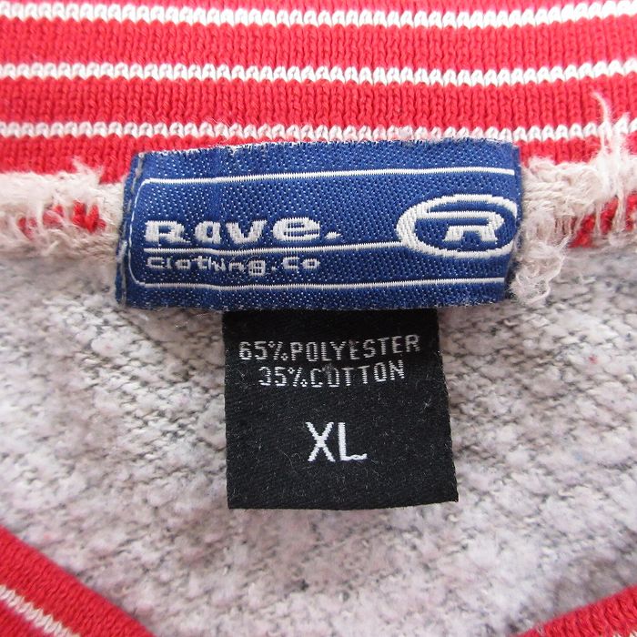 【中古】古着 長袖スウェット メンズ 刺繍 大きいサイズ 2L LL ビッグシルエット ゆったり ビッグサイズ オーバーサイズ ラグラン クルーネック 丸首 グレー 霜降り XLサイズ 中古 スエット トレーナー トップス | 春夏 春物 春服 秋冬 秋物 秋服 メンズファ