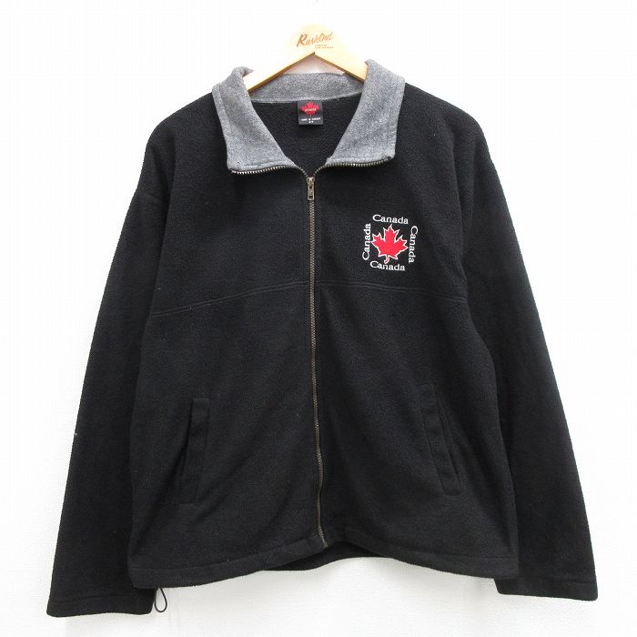【中古】古着 長袖 フリースジャケット メンズ 00年代 00s Canada カナダ製 黒 ブラック Lサイズ 中古 アウター | 秋冬 秋物 秋服 冬物 冬服 カジュアル メンズファッション ファッション おしゃれ カジュアルジャケット