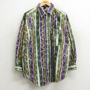 【中古】古着 長袖シャツ レディース 90年代 90s 大きいサイズ 2L LL ビッグシルエット ゆったり ビッグサイズ オーバーサイズ 緑他 グリーン 中古...