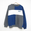 【中古】古着 ヒルトン 長袖スウェット メンズ 90年代 90s SIEBE 刺繍 マルチカラー クルーネック 丸首 青他 ブルー XLサイズ 中古 スエット ...