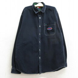 【中古】古着 トミーヒルフィガー TOMMY HILFIGER 長袖 ブランドシャツ キッズ ボーイズ 子供服 90年代 90s コットン 濃紺 ネイビー | 春夏 春物 春服 秋冬 秋物 秋服 女の子 子ども服 こども服 カジュアル ファッション おしゃれ かわいい