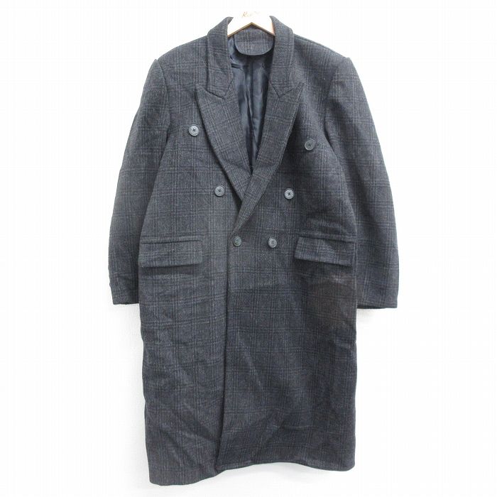 80sヴィンテージ【アメリカ古着❗️】超美品！ウール　ロングコートネイビー紺色 ouwl24120993.jpg