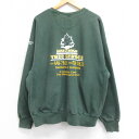 【中古】古着 長袖 チャンピオン Champion リバースウィーブ メンズ 00年代 00s TREE SERVIS 大きいサイズ 2L LL ビッグシルエット ゆったり ビッグサイズ オーバーサイズ クルーネック 丸首 緑 グリーン XLサイズ 中古スウェット スエット トレーナー トップス | 春夏