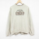 【中古】古着 長袖スウェット メンズ 00年代 00s 釣り 刺繍 大きいサイズ 2L LL ビッグシルエット ゆったり ビッグサイズ オーバーサイズ クルーネ...