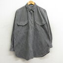 【中古】古着 長袖シャツ レディース 90年代 90s コットン グレー他 ストライプ 中古 ブラウス トップス | 春夏 春物 春服 秋冬 秋物 秋服 カジュ...