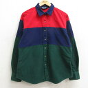 【中古】古着 ランズエンド 長袖 フランネルシャツ レディース 90年代 90s マルチカラー コットン 紺他 ネイビー 【spe】 中古 ブラウス トップス ...