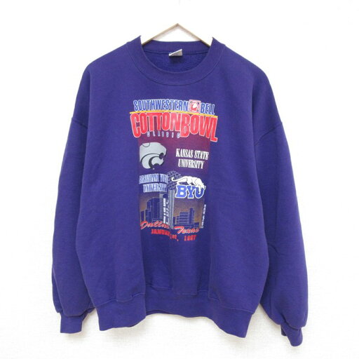 【中古】古着 ジャージーズ 長袖スウェット メンズ 90年代 90s コットンボウル フットボール 大学 クルーネック 丸首 USA製 アメリカ製 紫 パープル XLサイズ 中古 スエット トレーナー トップス | 春夏 春物 春服 秋冬 秋物 秋服 メンズファッション カジュ 【中古】古着 ジャージーズ 長袖スウェット メンズ 90年代 90s コットンボウル フットボール 大学 クルーネック 丸首 USA製 アメリカ製 紫 パープル XLサイズ 中古 スエット トレーナー トップス | 春夏 春物 春服 秋冬 秋物 秋服 メンズファッション カジュ