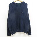 【中古】古着 ノーティカ NAUTICA 長袖 ブランド ケーブル セーター メンズ 90年代 90s ワンポイントロゴ 大きいサイズ 2L LL ビッグシルエ...