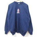 【中古】古着 ヘインズ Hanes 長袖スウェット メンズ 00年代 00s ニューポート 灯台 刺繍 クルーネック 丸首 濃紺 ネイビー XLサイズ 中古 ス...