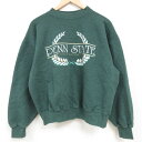 【中古】古着 長袖スウェット メンズ 90年代 90s ペンシルベニア 大学 クルーネック 丸首 USA製 アメリカ製 緑 グリーン ボーダー Lサイズ 中古 ...