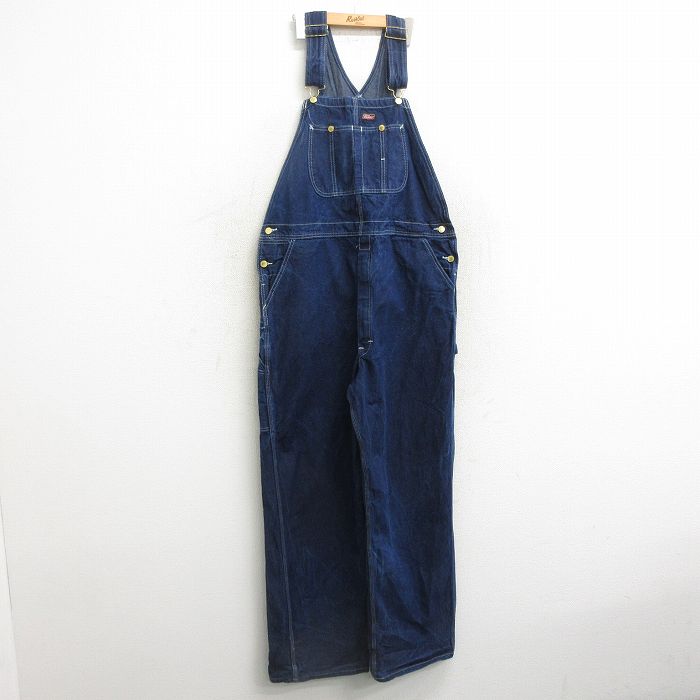 【中古】古着 ディッキーズ Dickies オーバーオール メンズ コットン 濃紺 ネイビー デニム W41 中古 ボトムス | 春夏 春物 春服 秋冬 ..