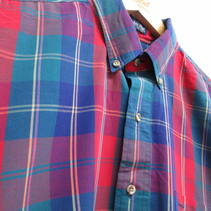 【中古】古着 GANT 長袖シャツ メンズ 90年代 90s ボタンダウン 紺他 ネイビー チェック XLサイズ 中古 トップス | 春夏 春物 春服 秋冬 秋物 秋服 カジュアルシャツ メンズファッション 長袖シャツ おしゃれ カジュアル