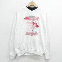 【中古】古着 長袖スウェット メンズ 90年代 90s アイススケート クルーネック 丸首 USA製 アメリカ製 白 ホワイト 霜降り他 Lサイズ 中古 スエッ...