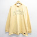 【中古】古着 ジャンスポーツ 長袖 ビンテージ ヴィンテージTシャツ メンズ 90年代 90s SIENA 大きいサイズ 2L LL ビッグシルエット ゆったり ビッグサイズ オーバーサイズ コットン クルーネック 丸首 USA製 アメリカ製 薄黄色 イエロー XLサイズ 中古 | 春夏 春物 春