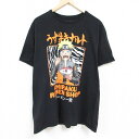 【中古】古着 半袖Tシャツ メンズ アニメ NARUTO ナルト 疾風伝 大きいサイズ 2L LL ビッグシルエット ゆったり ビッグサイズ オーバーサイズ コットン クルーネック 丸首 黒 ブラック XLサイズ 中古 中古メンズ半袖プリントキャラクター 5OF