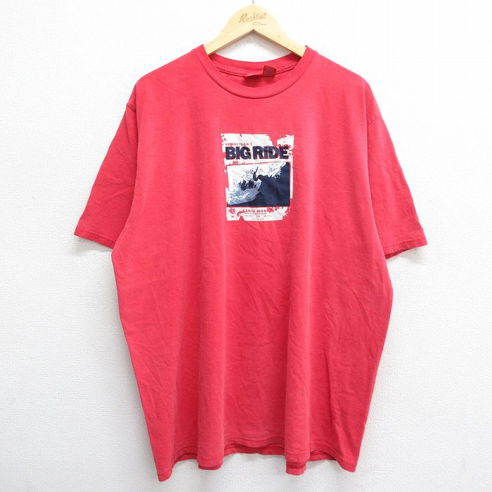 Rakuten - 【中古】古着 モッシモ 半袖Tシャツ メンズ レッド XLサイズ BIGRIDE プリント ヴィンテージ カジュアル ストリート アメカジ きれいめ ヴィンテージ レトロ オールド 5OF