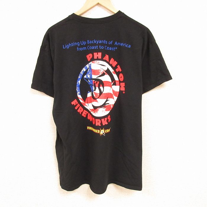 樂天商城 - 【中古】古着 半袖Tシャツ メンズ ファントム 大きいサイズ 2L LL ビッグシルエット ゆったり ビッグサイズ オーバーサイズ クルーネック 丸首 黒 ブラック XLサイズ 中古 中古メンズ半袖プリントキャラクター