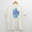 【中古】古着 半袖 ビンテージ ヴィンテージTシャツ メンズ 90年代 90s CLEAN 自転車 企業広告 クルーネック 丸首 白 ホワイト XLサイズ 中古 | 春夏 夏物 夏服 ヴィンテージTシャツ メンズファッション カットソー ティーシャツ ティシャツ メンズTシャツ 半
