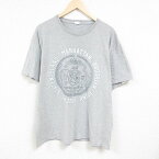 【中古】古着 半袖Tシャツ メンズ スタテンアイランド 大きいサイズ 2L LL ビッグシルエット ゆったり ビッグサイズ オーバーサイズ クルーネック 丸首 グレー 霜降り XLサイズ 中古 中古メンズ半袖プリントキャラクター