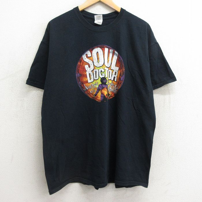 【中古】古着 半袖 ビンテージ ヴィンテージTシャツ メンズ 00年代 00s ミュージカル SOUL DOCTOR 大きいサイズ 2L LL ビッグシルエット ゆったり ビッグサイズ オーバーサイズ コットン クルーネック 丸首 黒 ブラック XLサイズ 中古 | 春夏 夏物 夏服 ヴィンテージT