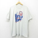 古着 半袖 ビンテージ ヴィンテージTシャツ メンズ 90年代 90s Rebel Band 大きいサイズ 2L LL ビッグシルエット ゆったり ビッグサイズ オーバーサイズ クルーネック 丸首 薄グレー 霜降り XLサイズ 中古 | 春夏 夏物 夏服 ヴィンテージTシャツ メンズファッ