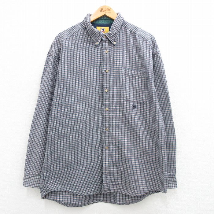【中古】古着 ダックヘッド 長袖シャツ メンズ コットン ボタンダウン 紺他 ネイビー チェック XLサイズ 中古 トップス | 春夏 春物 春服 秋冬 秋物 秋服 カジュアルシャツ メンズファッション 長袖シャツ おしゃれ カジュアル