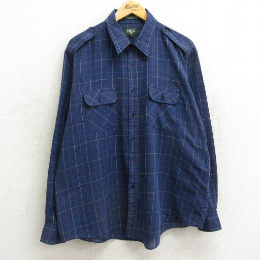 【中古】古着 長袖シャツ メンズ 90年代 90s 大きいサイズ 2L LL ビッグシルエット ゆったり ビッグサイズ オーバーサイズ 紺 ネイビー チェック XLサイズ 中古 トップス | 春夏 春物 春服 秋冬 秋物 秋服 カジュアルシャツ メンズファッション 長袖シャツ お 5OF 【中古】古着 長袖シャツ メンズ 90年代 90s 大きいサイズ 2L LL ビッグシルエット ゆったり ビッグサイズ オーバーサイズ 紺 ネイビー チェック XLサイズ 中古 トップス | 春夏 春物 春服 秋冬 秋物 秋服 カジュアルシャツ メンズファッション 長袖シャツ お 5OF
