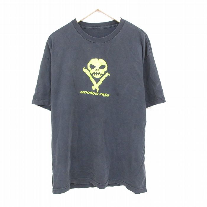 樂天商城 - 【中古】古着 半袖Tシャツ メンズ ブードゥーライド 大きいサイズ 2L LL ビッグシルエット ゆったり ビッグサイズ オーバーサイズ クルーネック 丸首 黒 ブラック XLサイズ 中古 中古メンズ半袖プリントキャラクター