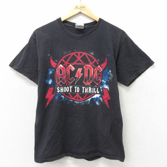 【中古】古着 ヘインズ Hanes 半袖 ビンテージ ヴィンテージ ロックTシャツ バンドTシャツ メンズ 00年代 00s AC/DC コットン クルーネック 丸首 黒 ブラック Mサイズ 中古 | 春夏 春物 春服 秋冬 秋物 秋服 メンズファッション ロンT カットソー ロンティー ロングT