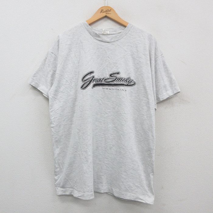 【中古】古着 グレートスモーキーマウンテンズ 00s 半袖Tシャツ メンズ XLサイズ 薄グレー 霜降り コットン クルーネック アメカジ ストリート カジュアル きれいめ 24feb28 5OF
