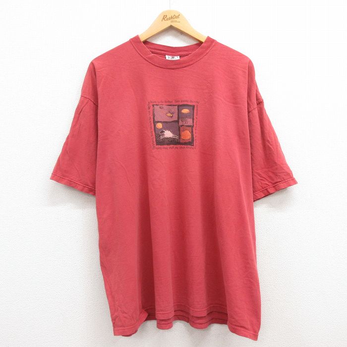 STREET - 【中古】古着 90s 半袖Tシャツ メンズ ハチ バーガンディ XLサイズ 90年代 ヴィンテージ アメカジ ストリート カジュアル きれいめ レトロ オールド
