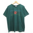 【中古】古着 フルーツオブザルーム 半袖 ビンテージ ヴィンテージTシャツ メンズ 00年代 00s MOLSON コットン クルーネック 丸首 緑 グリーン XLサイズ 中古 | 春夏 夏物 夏服 ヴィンテージTシャツ メンズファッション カットソー ティーシャツ ティシャツ 5OF