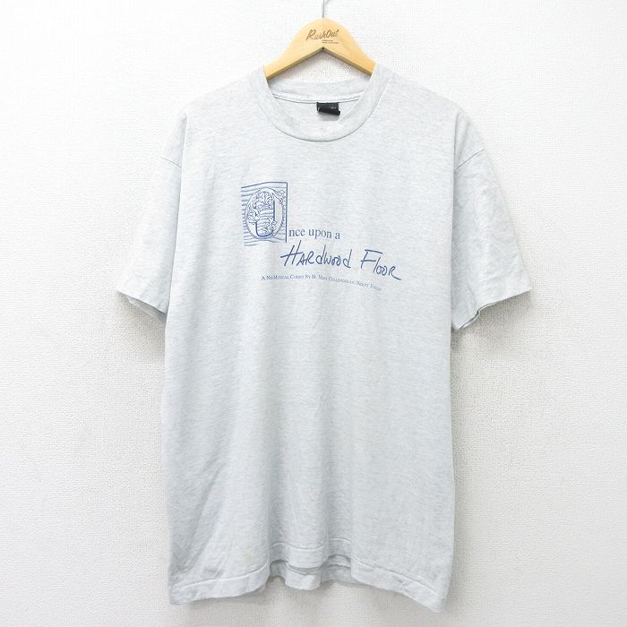 【中古】古着 スクリーンスターズ 半袖 ビンテージ ヴィンテージTシャツ メンズ 80年代 80s Hardwood Floor ミュージカル 大きいサイズ 2L LL ビッグシルエット ゆったり ビッグサイズ オーバーサイズ クルーネック 丸首 USA製 アメリカ製 薄グレー 霜降り XL