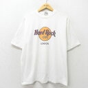 【中古】古着 半袖 ビンテージ ヴィンテージTシャツ メンズ 00年代 00s ハードロックカフェ ロンドン コットン クルーネック 丸首 白 ホワイト Lサイズ 中古 春夏 夏物 夏服 ヴィンテージTシャツ メンズファッション カットソー ティーシャツ ティシャツ メンズTシャ