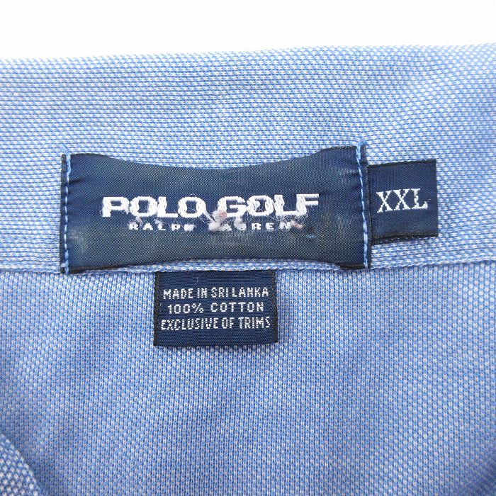 【中古】古着 ラルフローレン ポロゴルフ 90s 半袖ポロシャツ メンズ 薄紺 XLサイ...