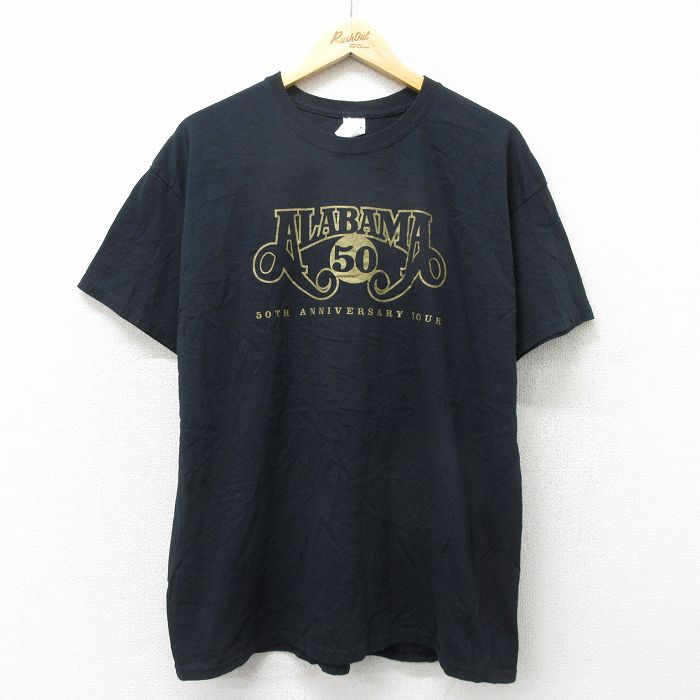 楽天古着屋RushOut【中古】古着 半袖 ロックTシャツ バンドTシャツ メンズ アラバマ 50周年記念 コットン クルーネック 丸首 黒 ブラック XLサイズ 中古 | 春夏 夏物 夏服 メンズファッション カットソー ティーシャツ ティシャツ メンズTシャツ 半袖Tシャツ 半袖ティーシャツ カジュア