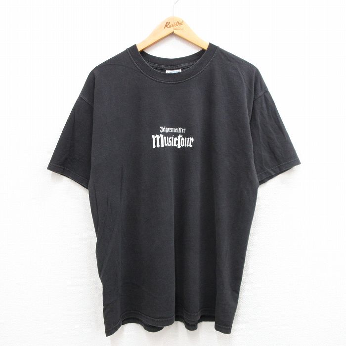 楽天古着屋RushOut【中古】古着 半袖 ビンテージ ヴィンテージTシャツ メンズ 00年代 00s イェーガーマイスター 酒 MUSIC TOUR コットン クルーネック 丸首 黒 ブラック 【spe】 Lサイズ 中古 | 春夏 夏物 夏服 ヴィンテージTシャツ メンズファッション カットソー ティーシャツ ティシ