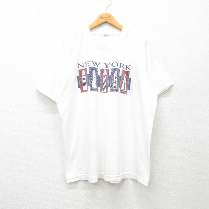 乐天商城 - 【中古】古着 スクリーンスターズ 半袖 ビンテージ ヴィンテージTシャツ メンズ 80年代 80s ニューヨーク 灯台 コットン クルーネック 丸首 USA製 アメリカ製 白 ホワイト XLサイズ 中古 | 春夏 夏物 夏服 ヴィンテージTシャツ メンズファッション カットソー